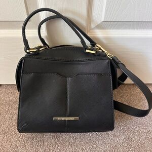Steve Madden Black Structured Purse with Gold Hardware